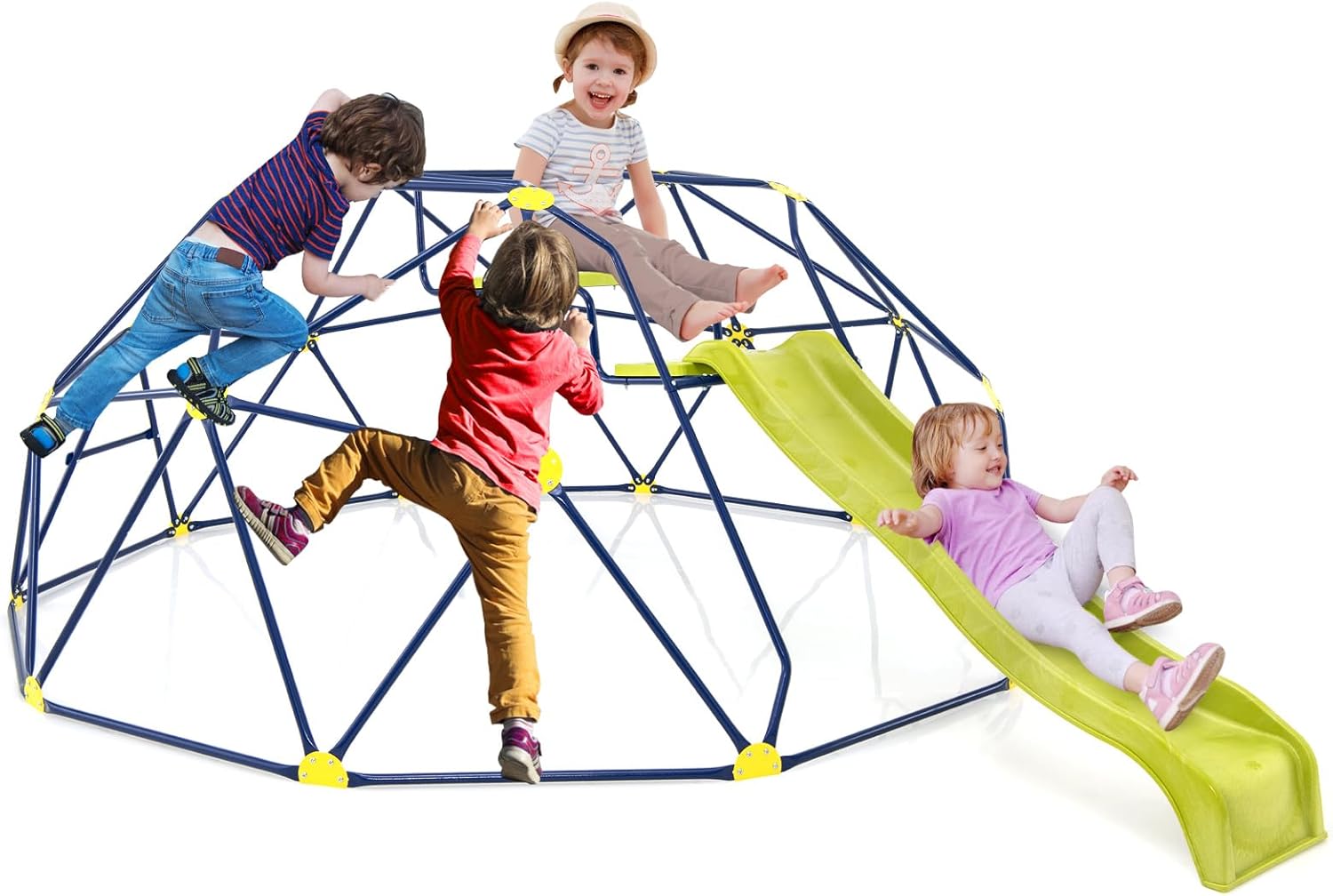 Kids Outdoor Jungle Gym With Slide - Kids Climbing Dome with Extended Wavy