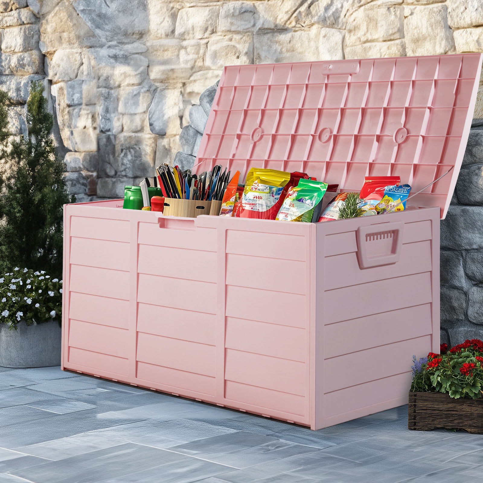 Kids Outdoor Storage - Light Pink 75Gal(280L) Patio Outdoor Storage