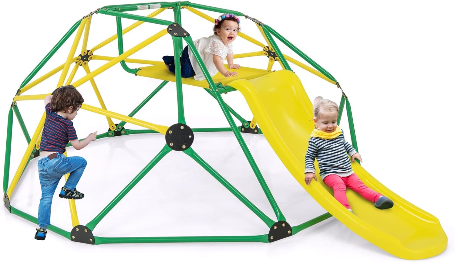 Kids Outdoor Jungle Gym With Slide - Climbing Dome with Slide, Kids Outdoor