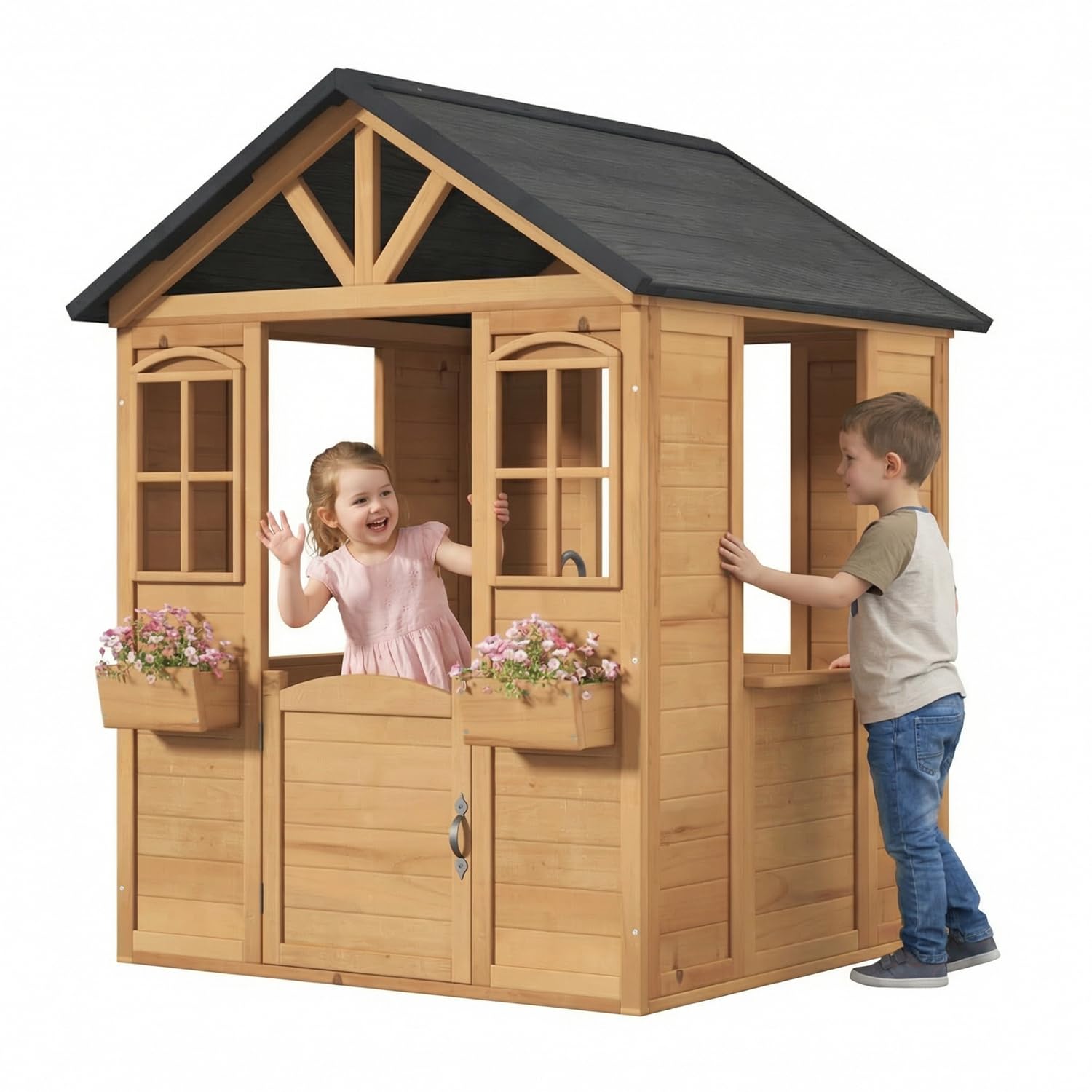 Kids Outdoor Wooden Playhouse - Wooden Kids Playhouse Outdoor with Sink