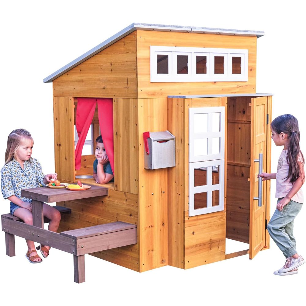KidKraft Modern Wooden Playhou - Kids Outdoor Wooden Playhouse recensione e prezzo