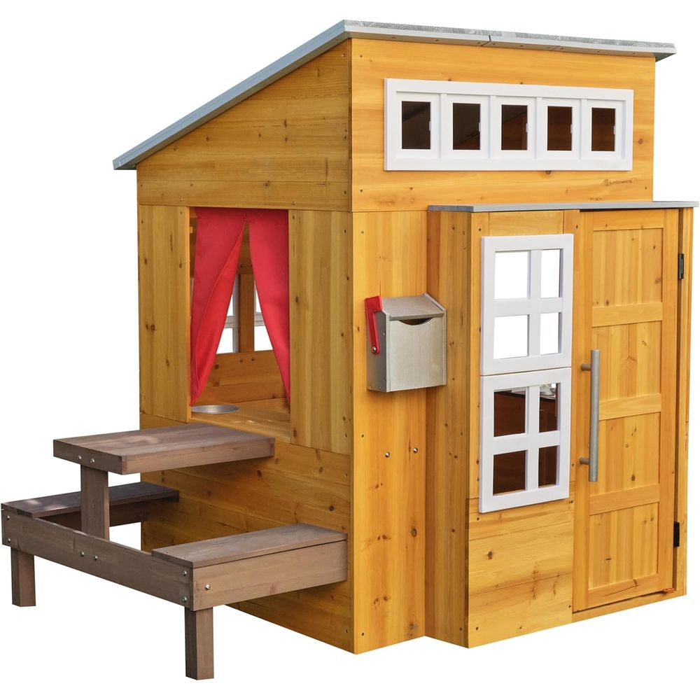 KidKraft Modern Wooden Playhou - Kids Outdoor Wooden Playhouse recensione e prezzo