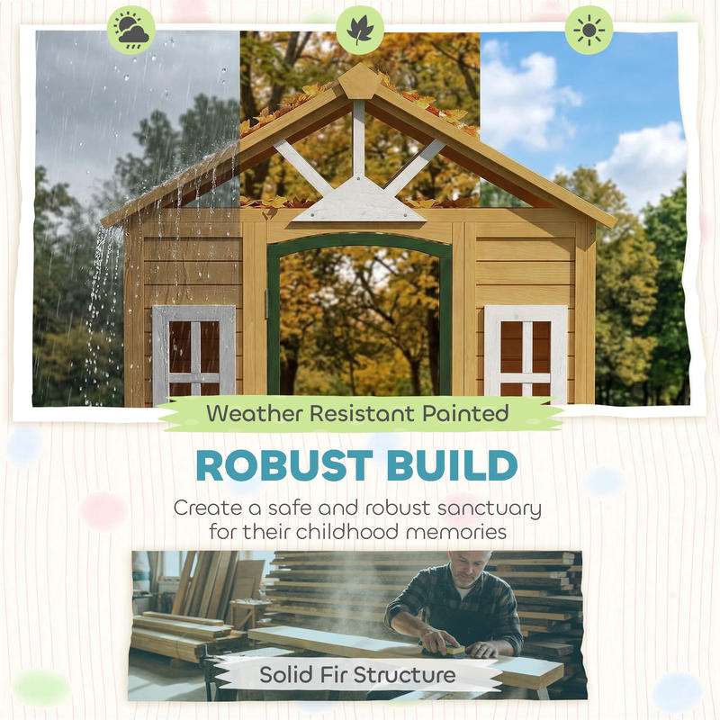 Qaba Outdoor Playhouse, Wooden - Qaba Kids Outdoor Playhouse recensione e prezzo