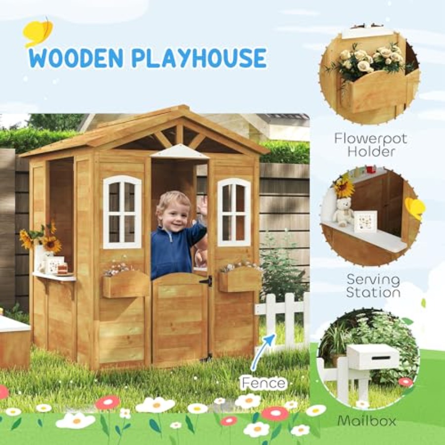 Outdoor playhouse for kids age - Kids Outdoor Wooden Playhouse recensione e prezzo