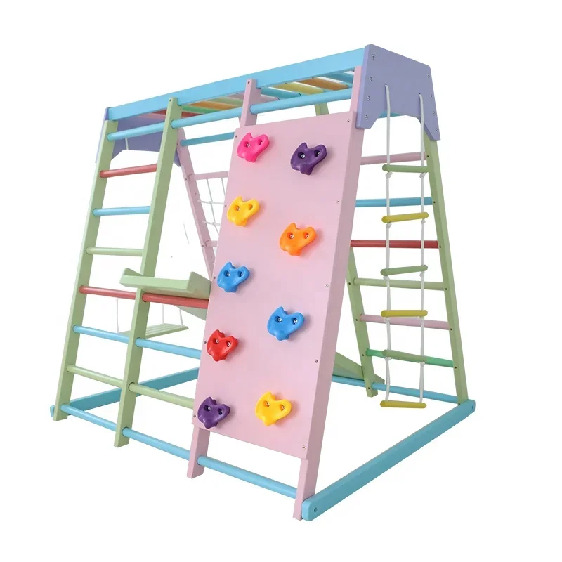 Kids Wooden Climbing Frame Ind - Kids Outdoor Jungle Gym With Slide recensione e prezzo