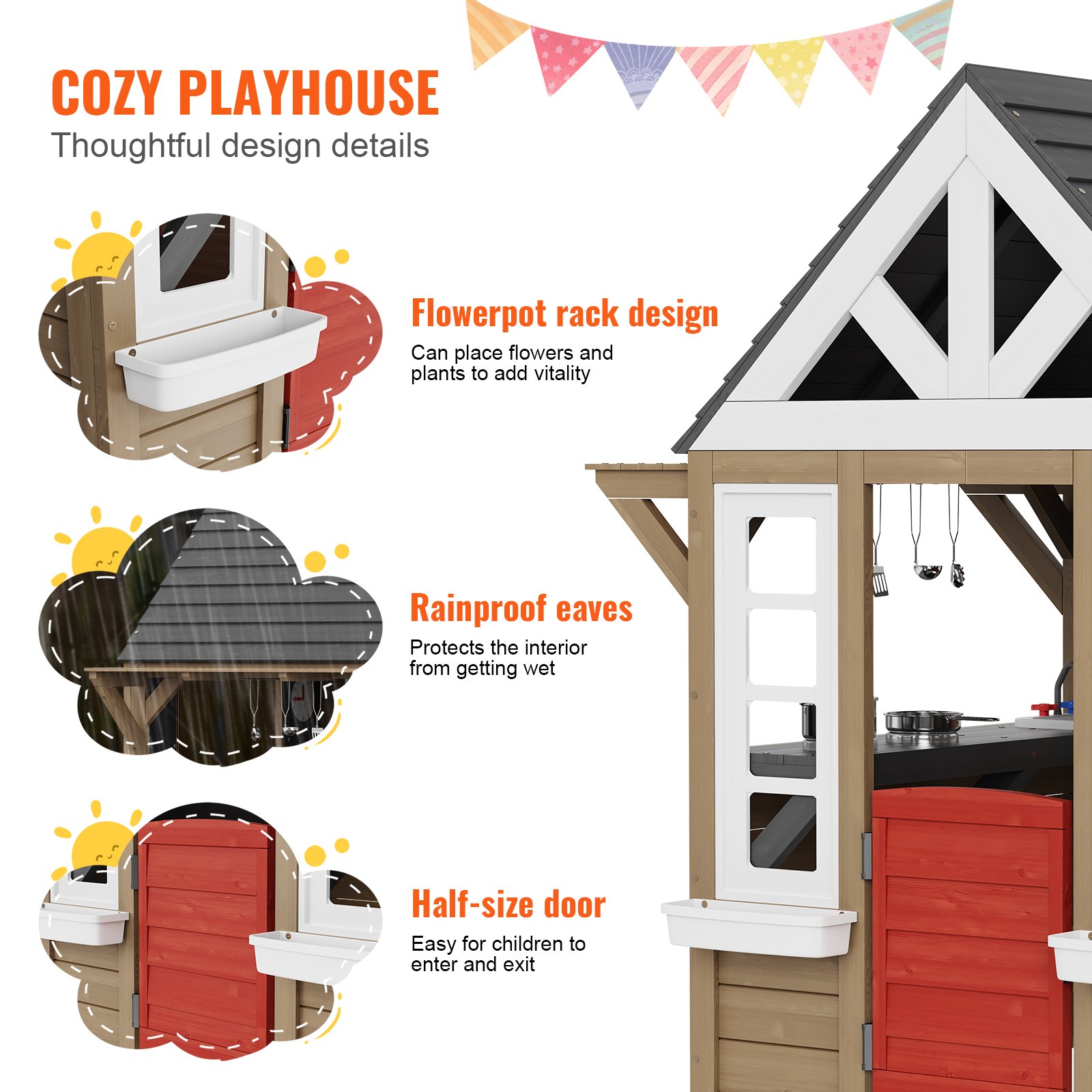 Outdoor Wooden Playhouse Kids  - Kids Outdoor Wooden Playhouse recensione e prezzo