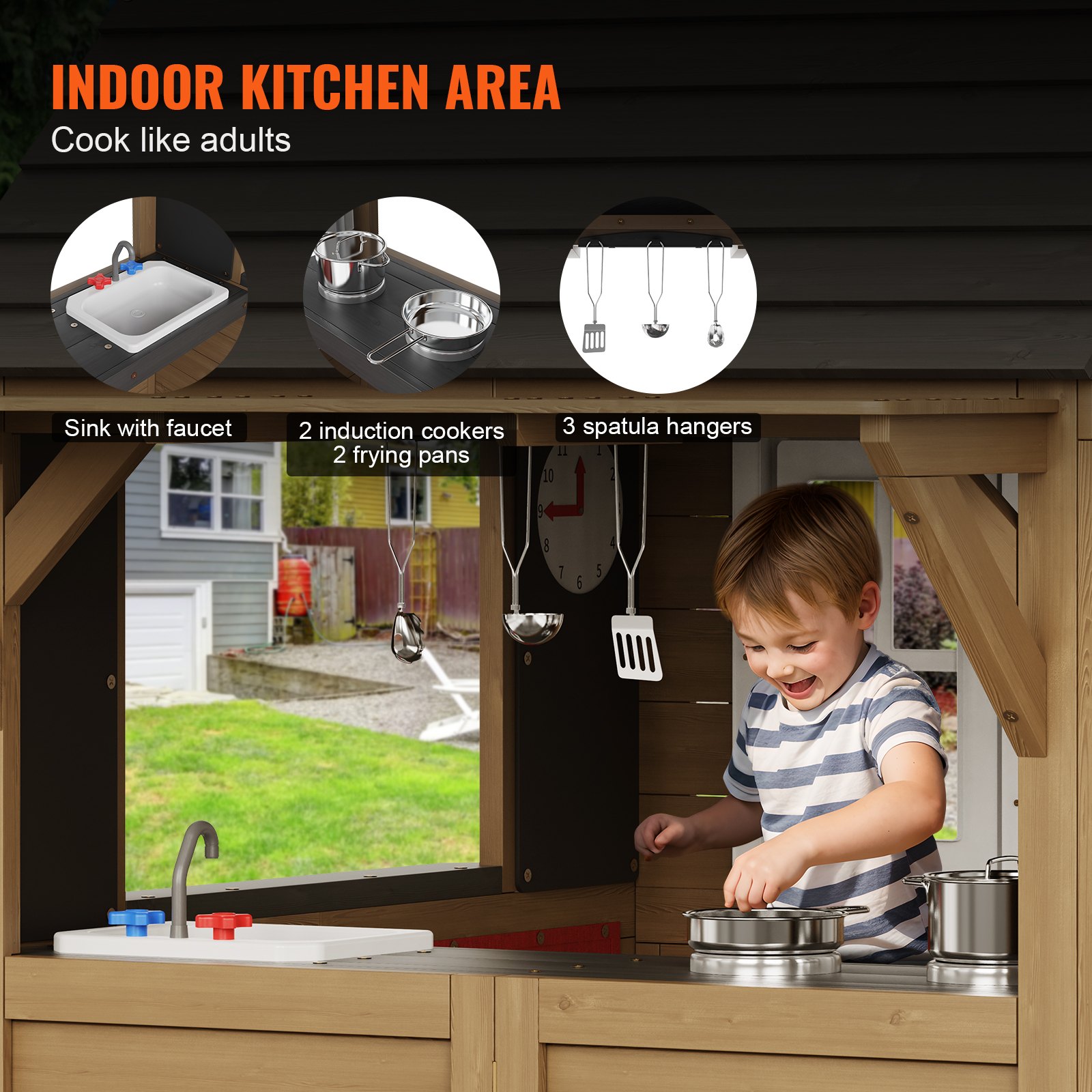 Outdoor Wooden Playhouse Kids  - Kids Outdoor Wooden Playhouse recensione e prezzo
