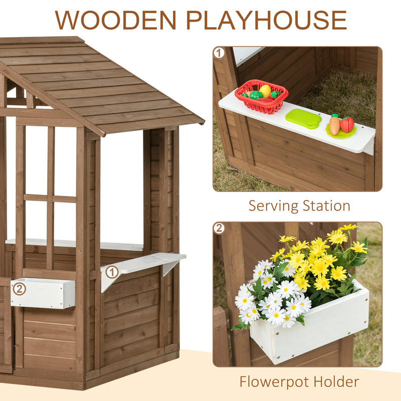 Outsunny Kids Wooden Playhouse - Kids Outdoor Wooden Playhouse recensione e prezzo