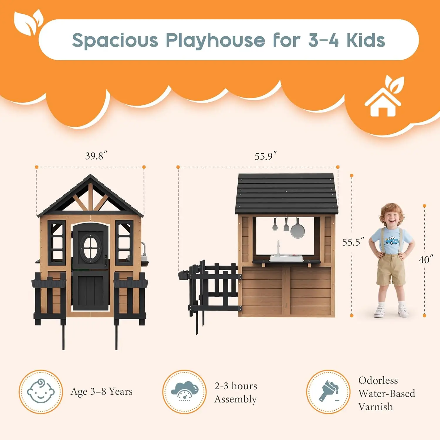 Albott Kids Outdoor Wooden Pla - Kids Outdoor Wooden Playhouse recensione e prezzo