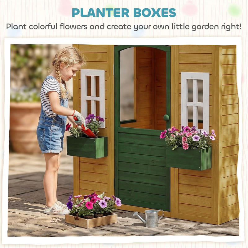 Qaba Outdoor Playhouse, Wooden - Qaba Kids Outdoor Playhouse recensione e prezzo