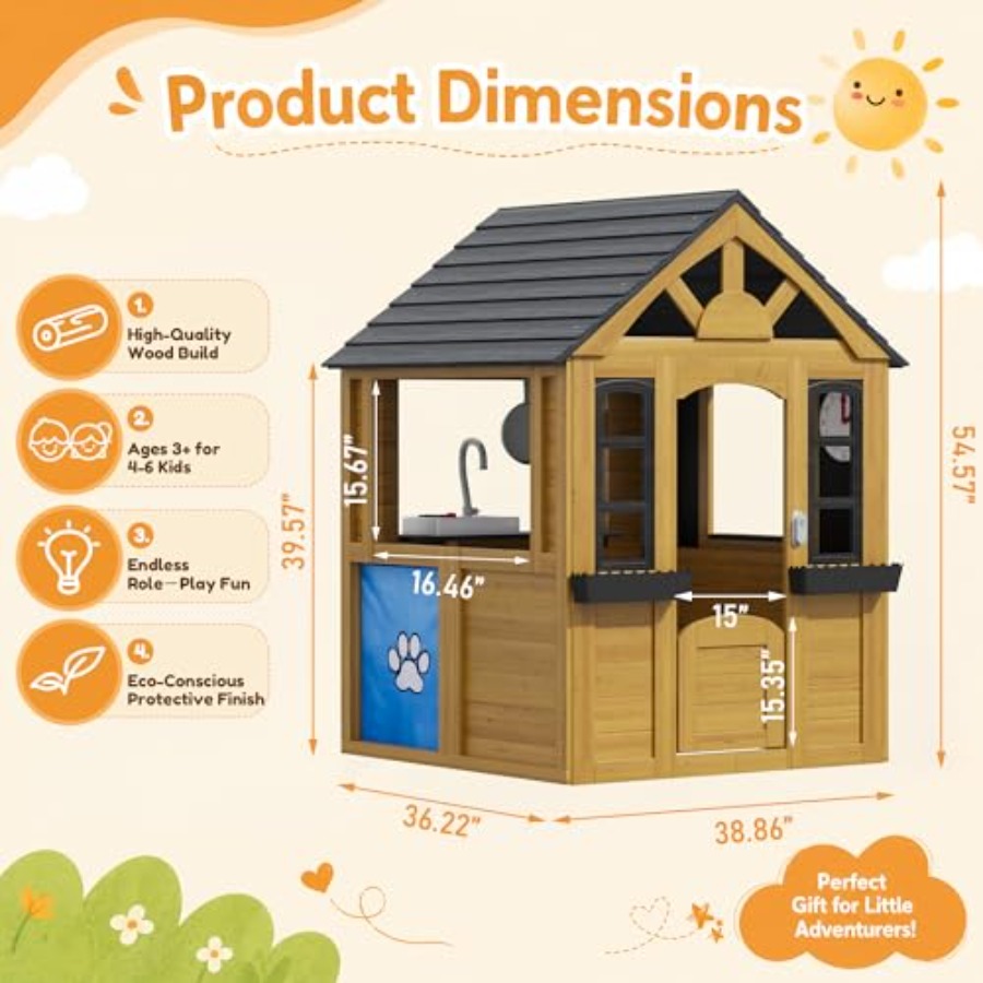 Outdoor playhouse for kids age - Kids Outdoor Wooden Playhouse recensione e prezzo