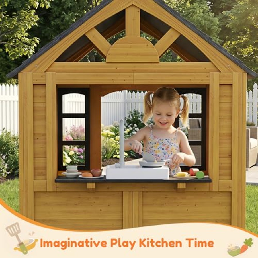 Outdoor playhouse for kids age - Kids Outdoor Wooden Playhouse recensione e prezzo