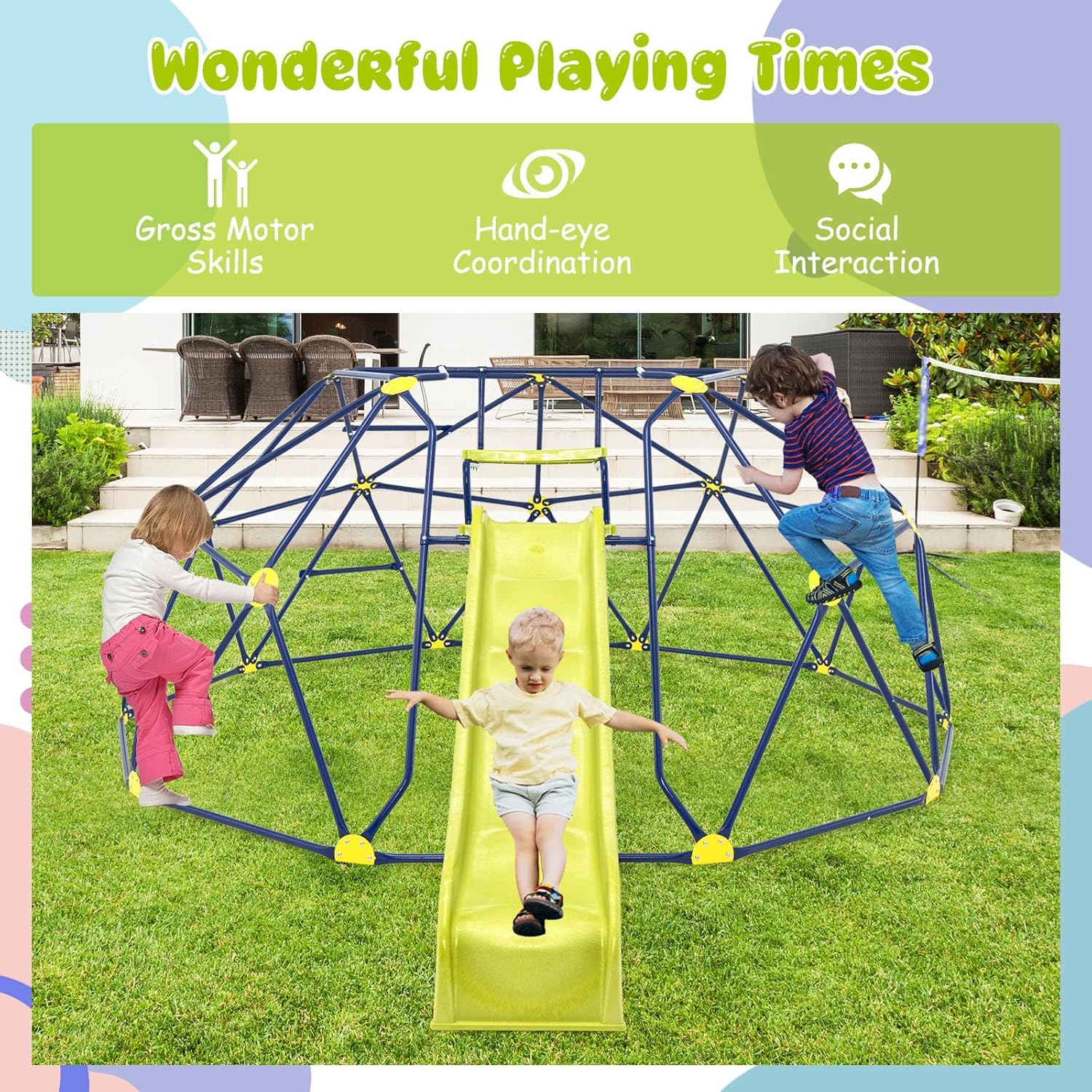 Kids Climbing Dome with Extend - Kids Outdoor Jungle Gym With Slide recensione e prezzo