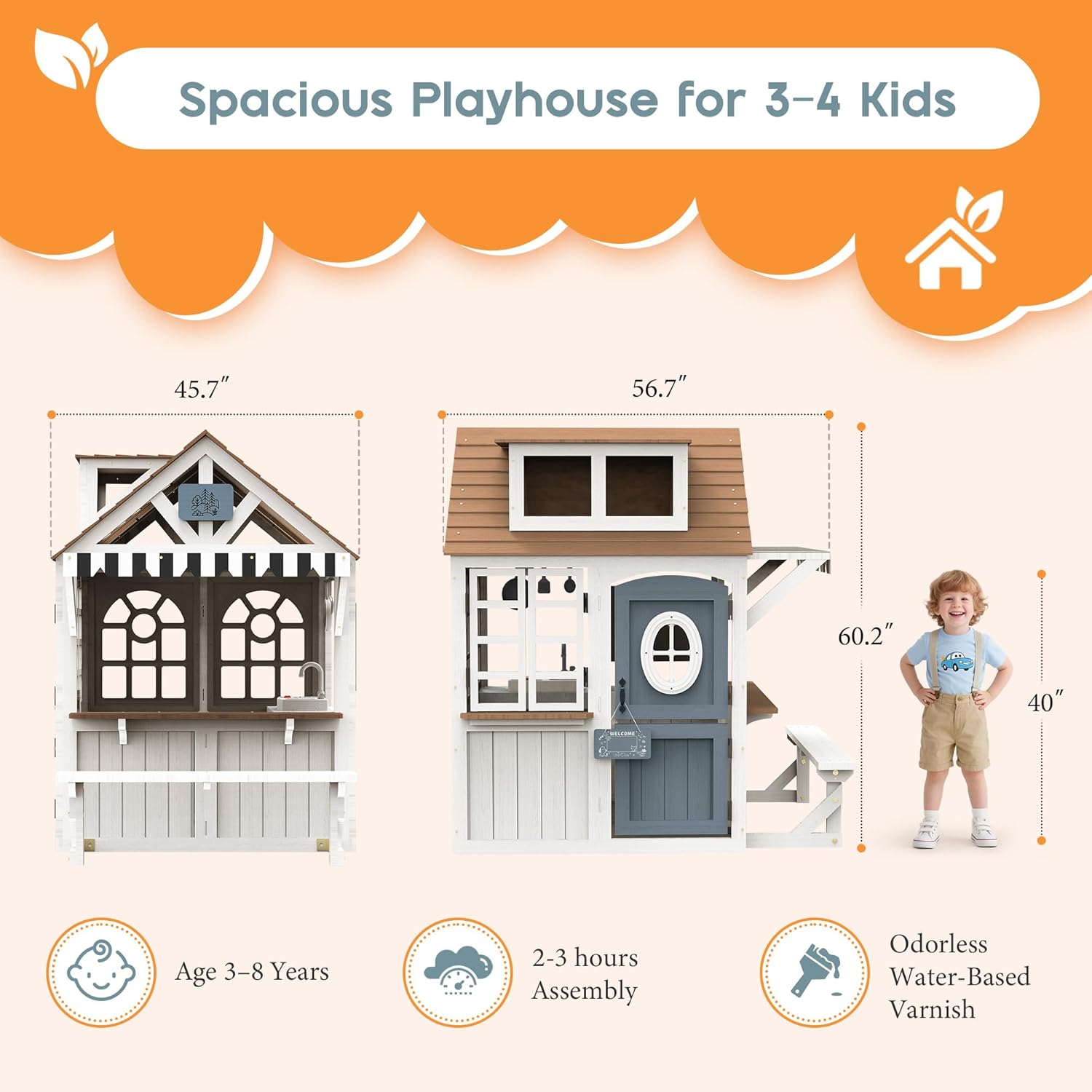Kids Wooden Outdoor Playhouse  - Kids Outdoor Chalkboard recensione e prezzo