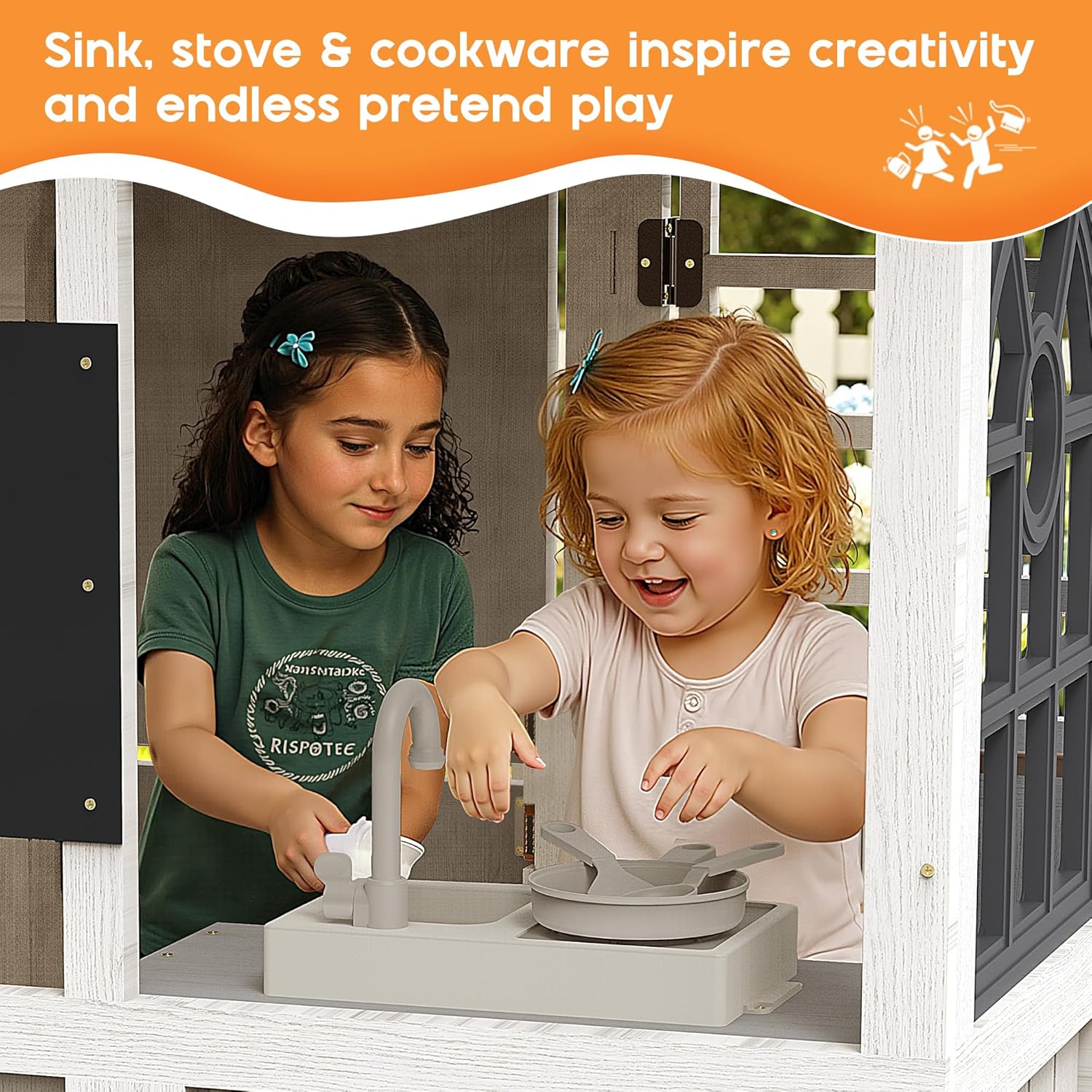 Kids Wooden Outdoor Playhouse  - Kids Outdoor Chalkboard recensione e prezzo