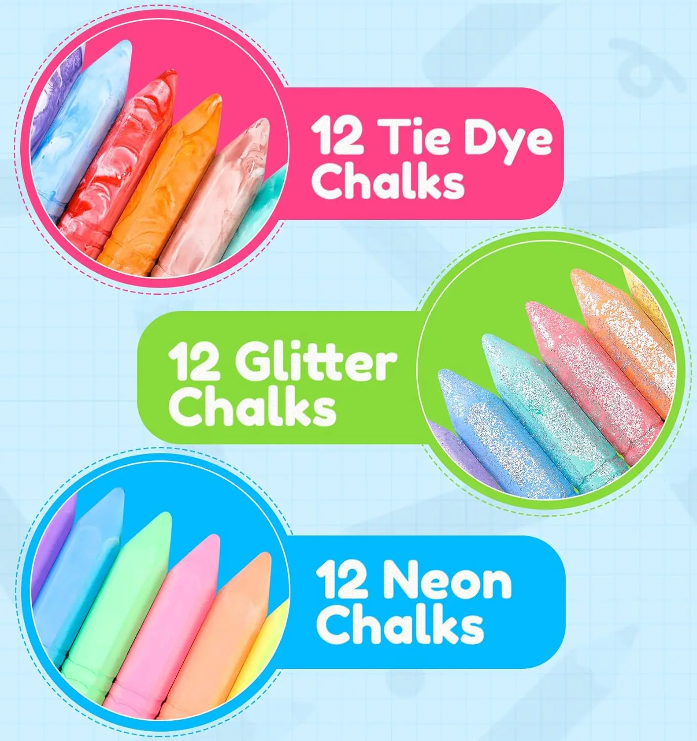36 Pcs Washable Sidewalk Chalk - Kids Outdoor Chalkboard recensione e prezzo