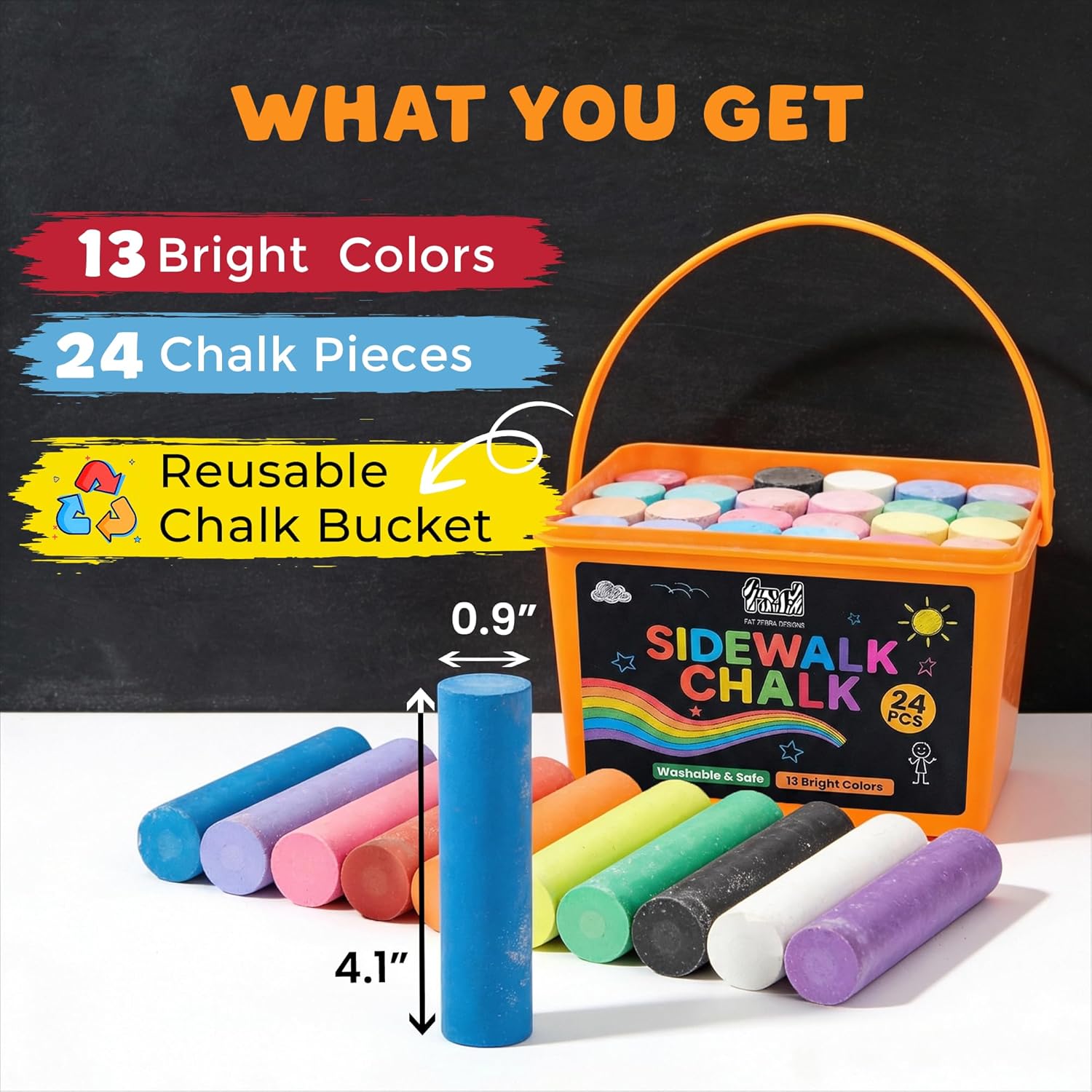 24 PCS Sidewalk Chalk for Kids - Kids Outdoor Chalkboard recensione e prezzo