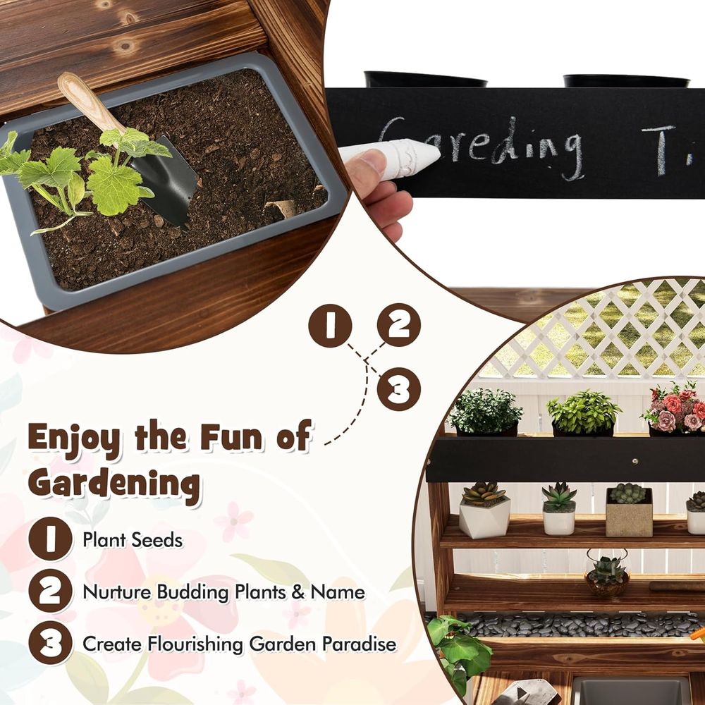 Wooden Kids Gardening Bench wi - Kids Outdoor Chalkboard recensione e prezzo