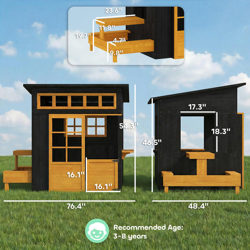 Qaba Outdoor Playhouse, Wooden - Qaba Kids Outdoor Playhouse recensione e prezzo