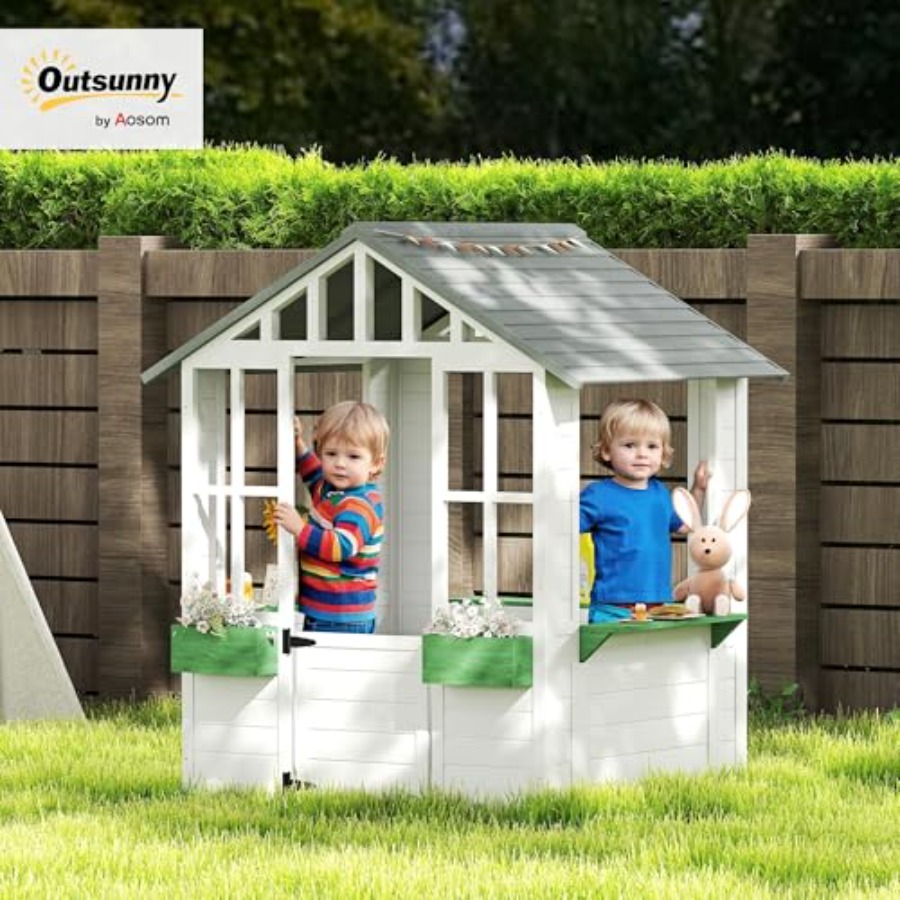 Outdoor playhouse for backyard - Kids Outdoor Wooden Playhouse recensione e prezzo