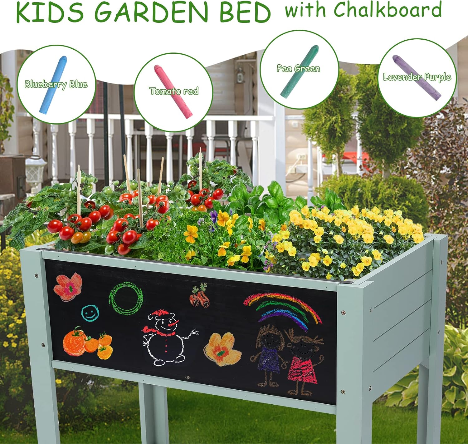 Raised Garden Bed-Planters for - Kids Outdoor Chalkboard recensione e prezzo