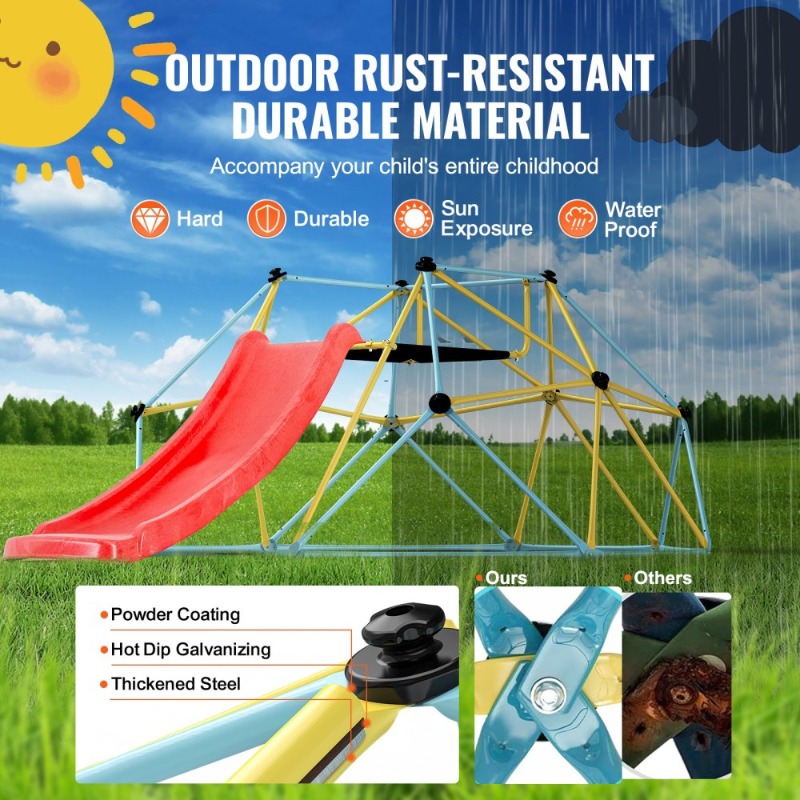 Climbing Dome, for Kids 3 to 9 - Kids Outdoor Jungle Gym With Slide recensione e prezzo