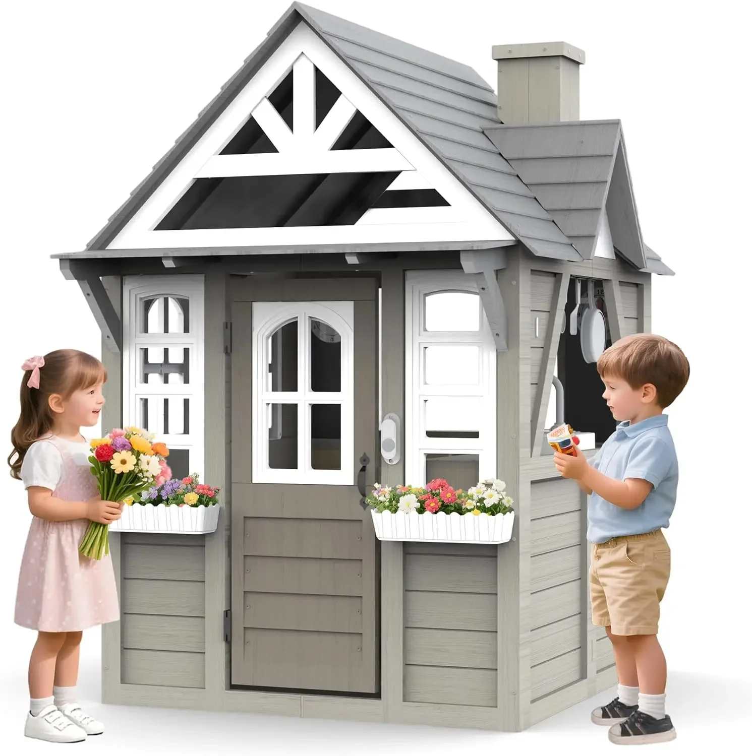 Kids Outdoor Playhouse,Cedar G - Kids Outdoor Wooden Playhouse recensione e prezzo