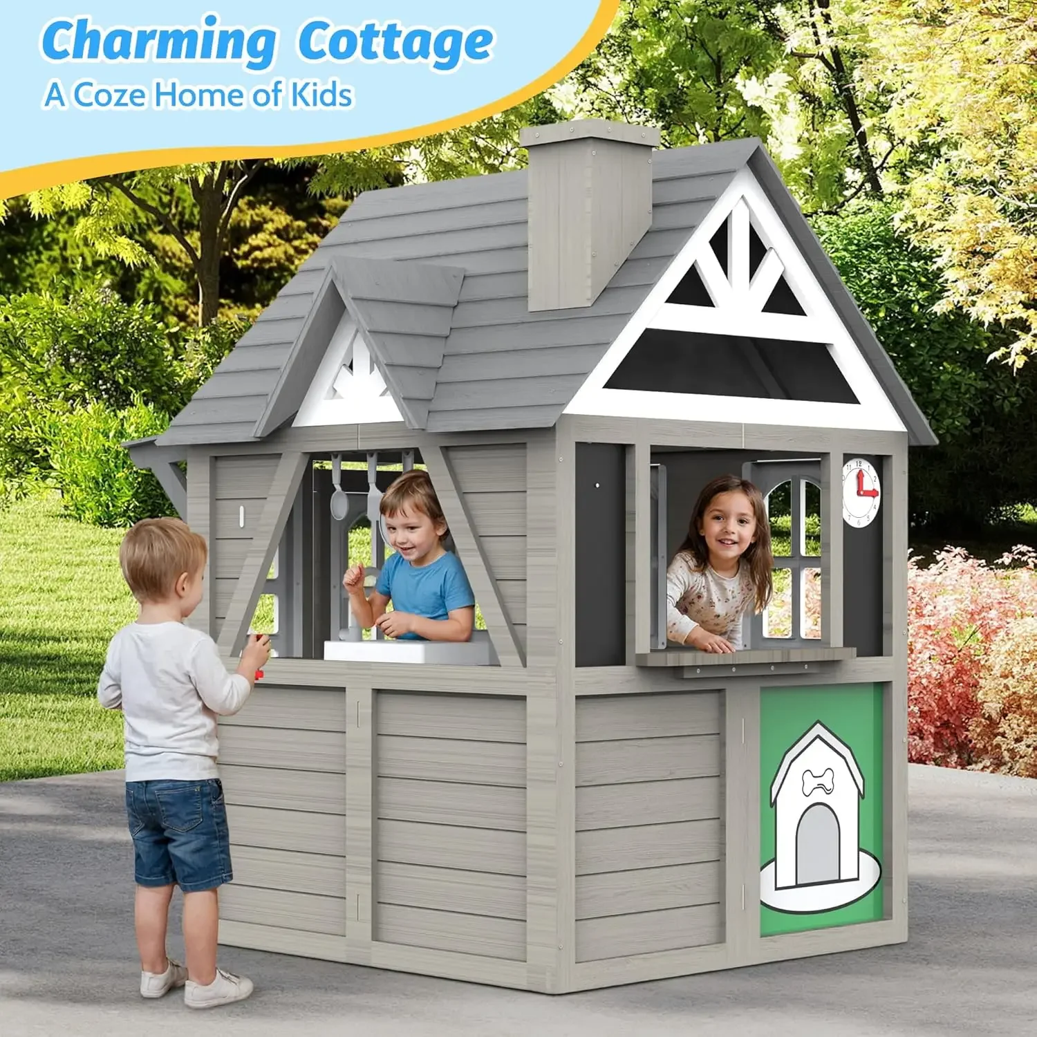 Kids Outdoor Playhouse,Cedar G - Kids Outdoor Wooden Playhouse recensione e prezzo