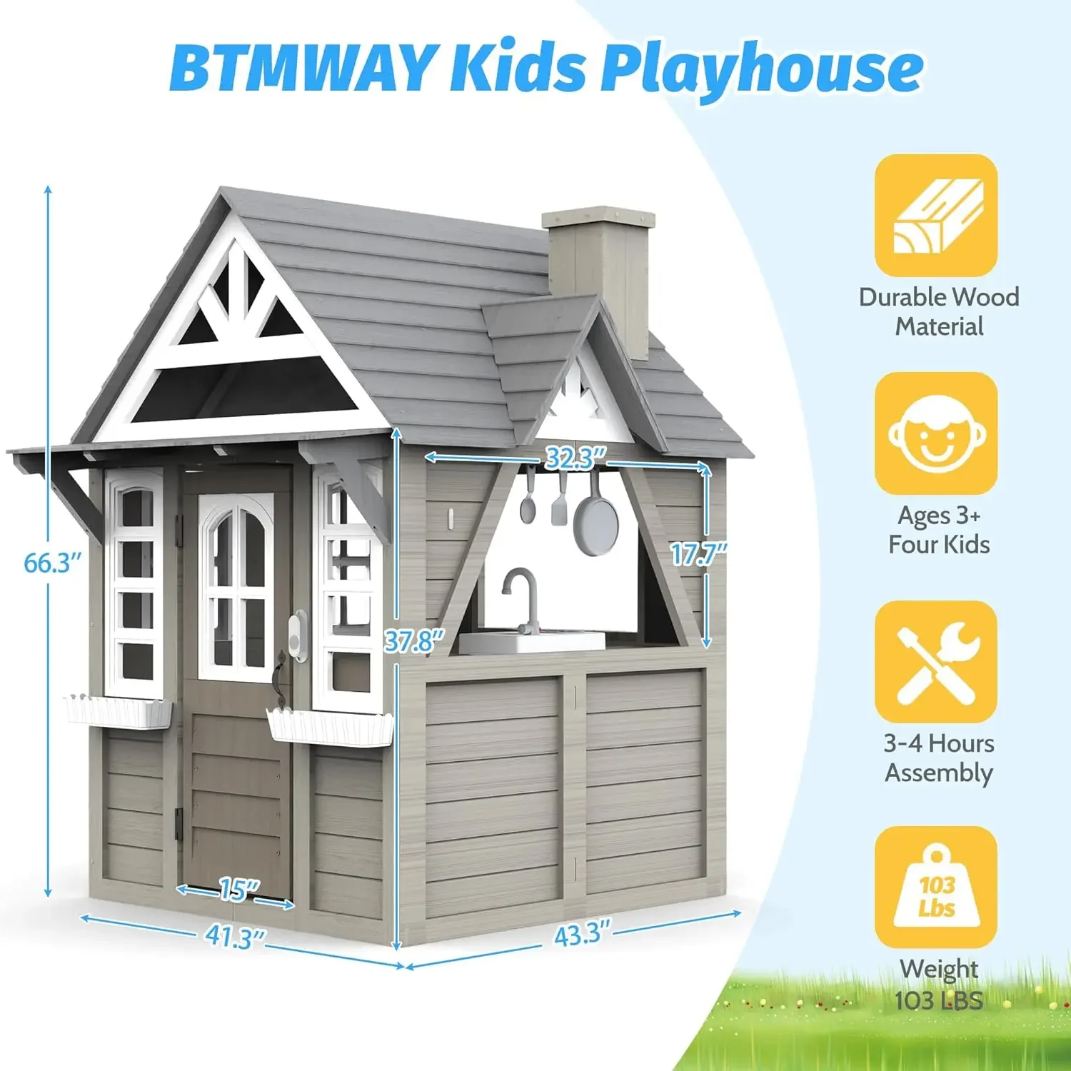 Kids Outdoor Playhouse,Cedar G - Kids Outdoor Wooden Playhouse recensione e prezzo
