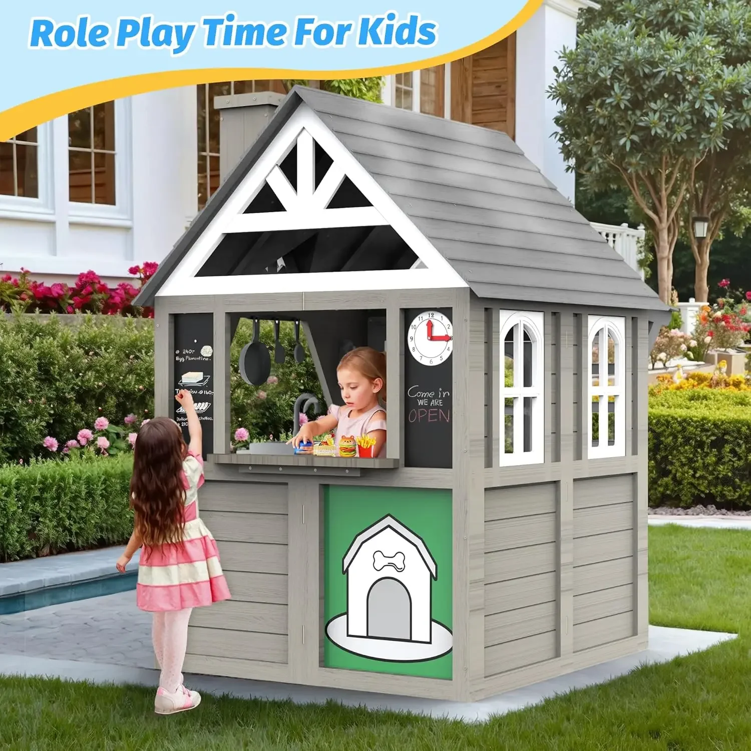 Kids Outdoor Playhouse,Cedar G - Kids Outdoor Wooden Playhouse recensione e prezzo