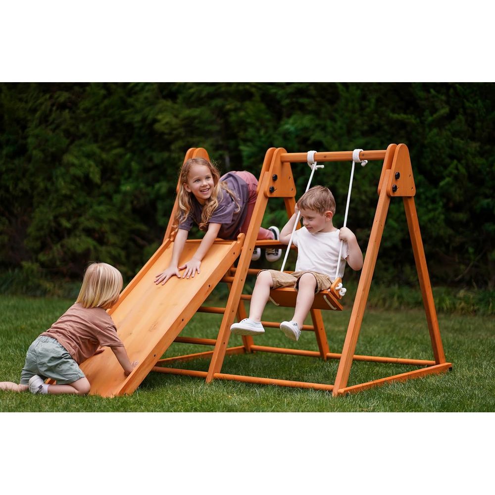 4-in-1 Outdoor Wooden Playset  - Kids Outdoor Jungle Gym With Slide recensione e prezzo