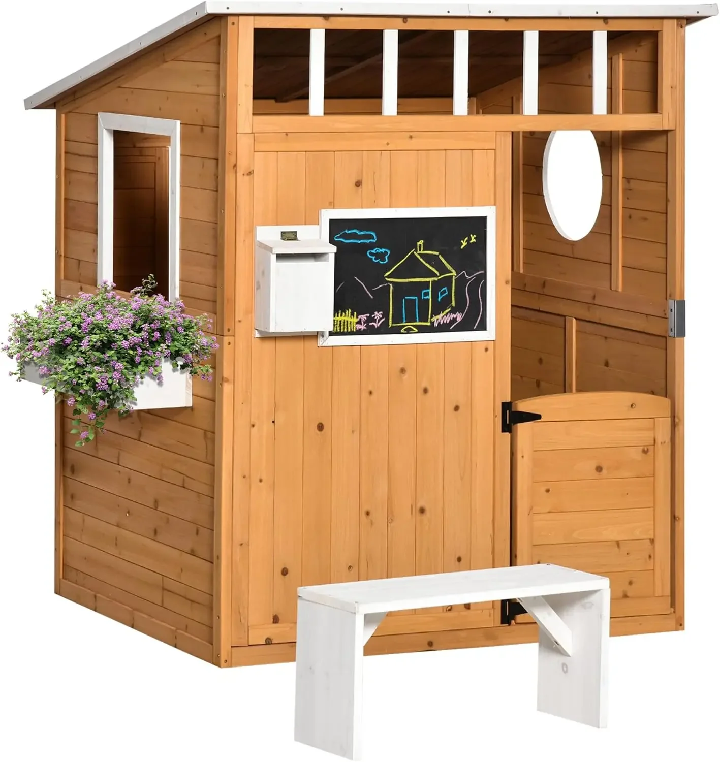 Wooden Playhouse for Kids Outd - Kids Outdoor Wooden Playhouse recensione e prezzo