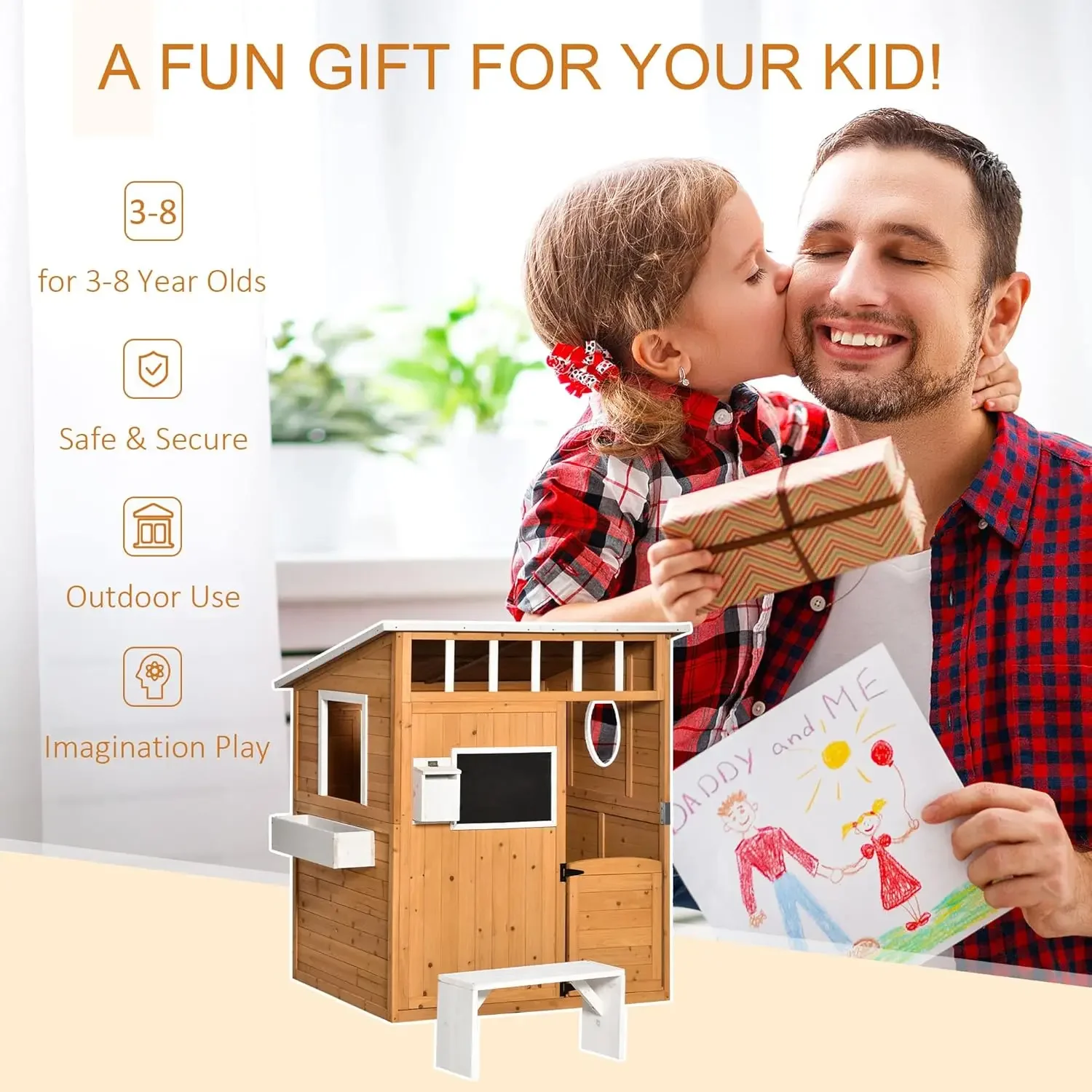 Wooden Playhouse for Kids Outd - Kids Outdoor Wooden Playhouse recensione e prezzo