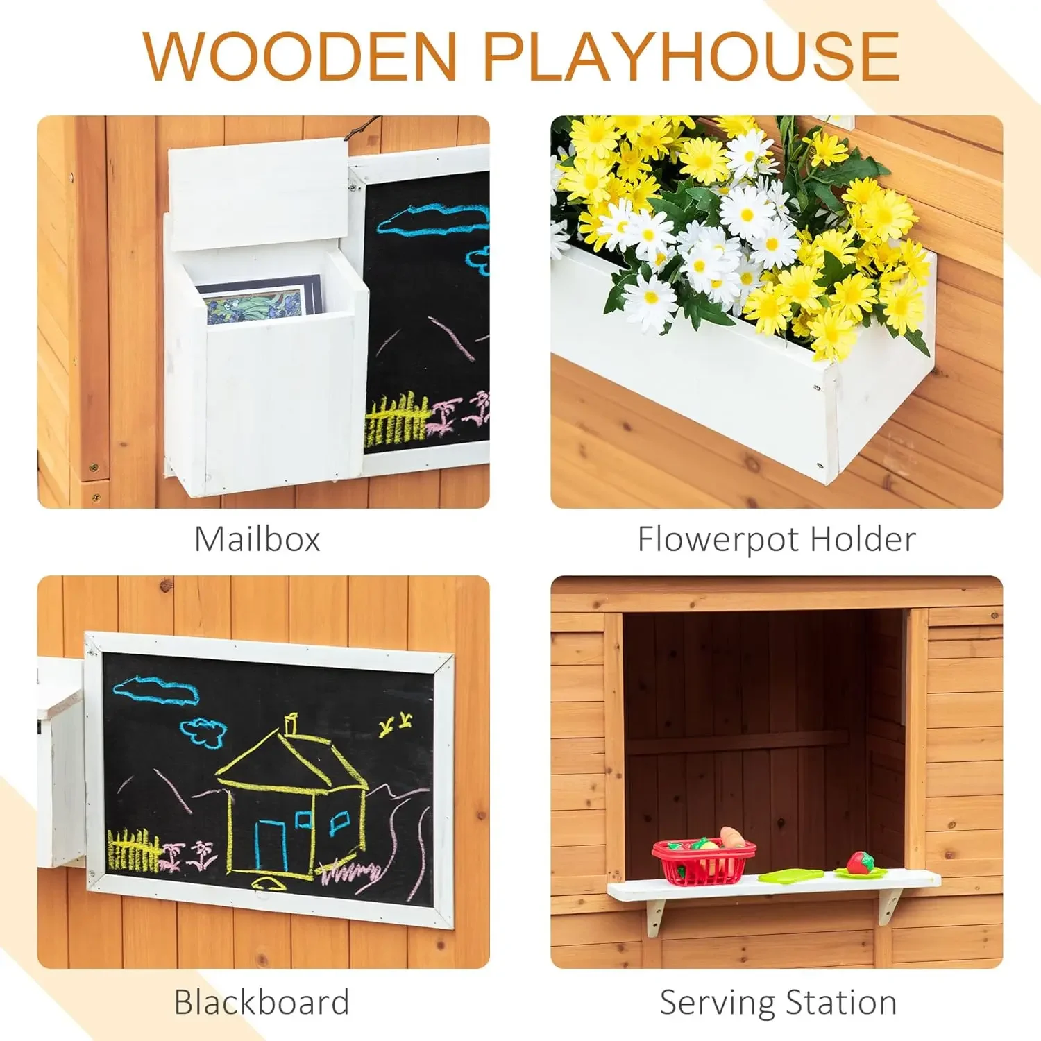 Wooden Playhouse for Kids Outd - Kids Outdoor Wooden Playhouse recensione e prezzo
