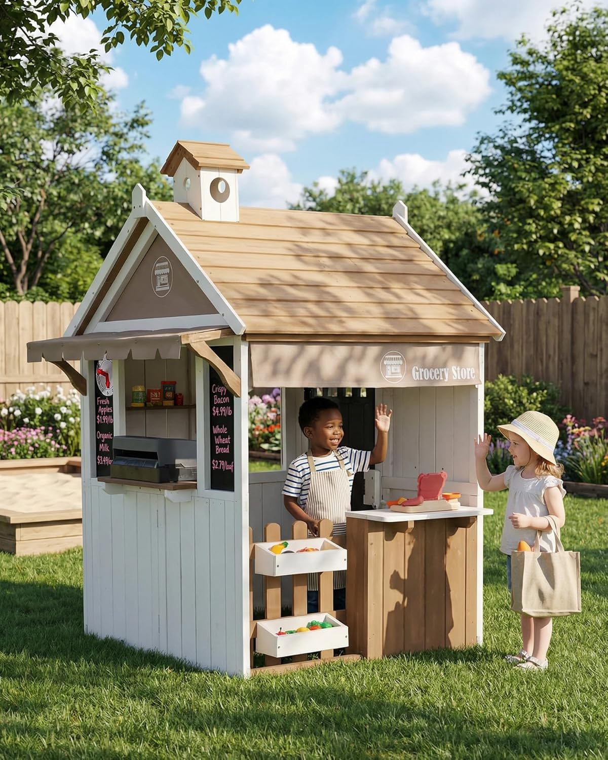 2-in-1 Cedar Wooden Kids Outdo - Kids Outdoor Chalkboard recensione e prezzo