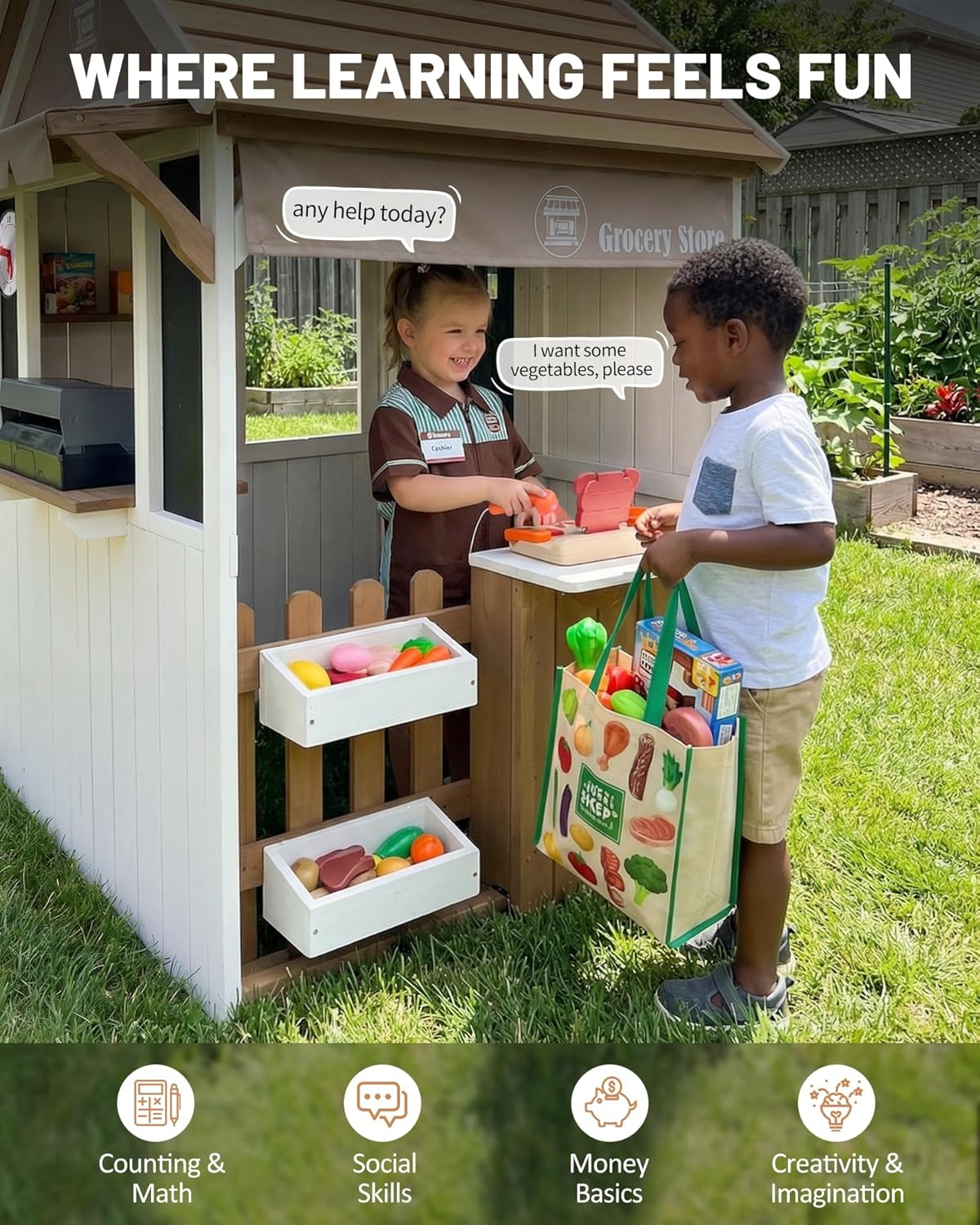 2-in-1 Cedar Wooden Kids Outdo - Kids Outdoor Chalkboard recensione e prezzo