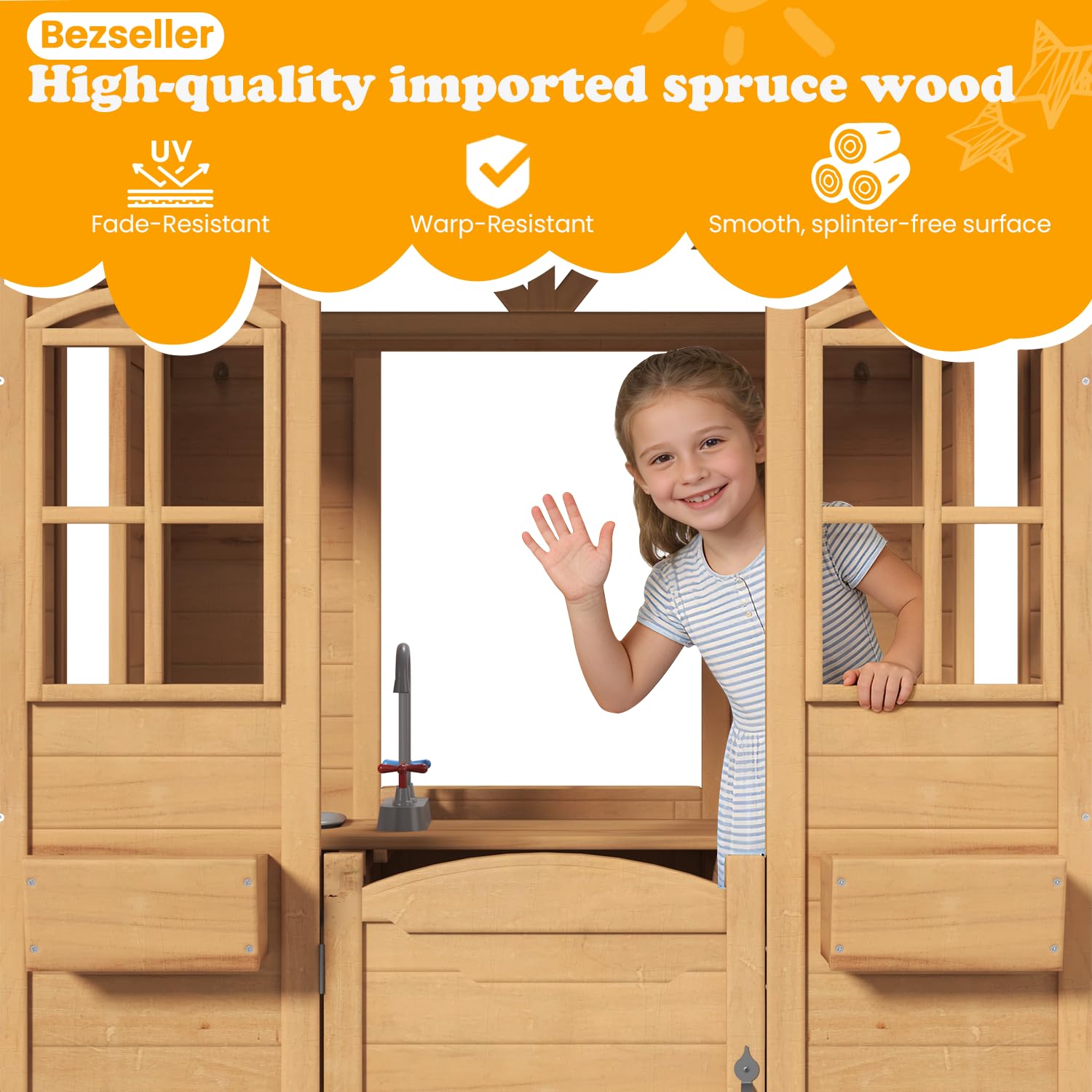 Wooden Kids Playhouse Outdoor  - Kids Outdoor Wooden Playhouse recensione e prezzo