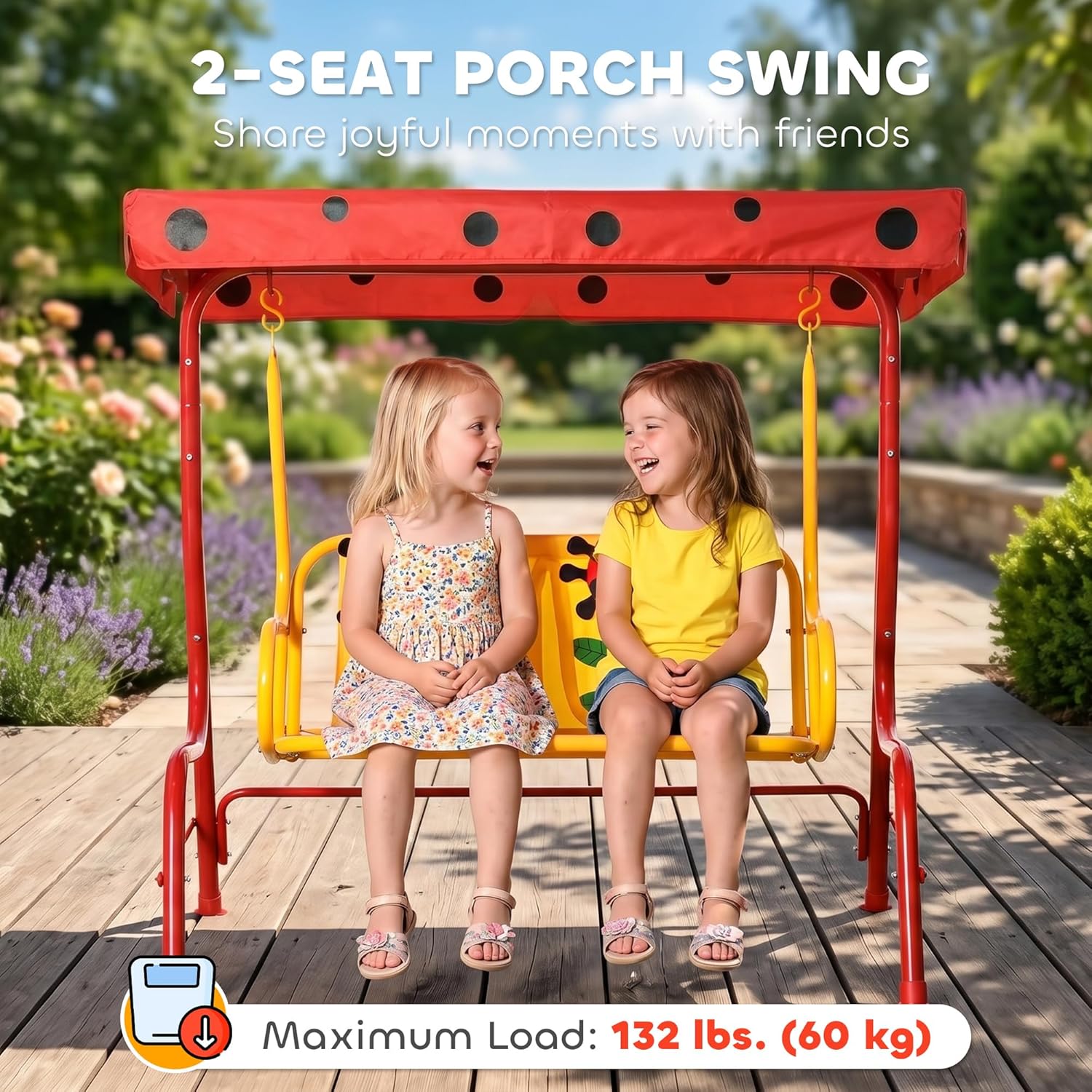 Kids Patio Swing, 2-Seater Out - Kids Outdoor Hanging Chair recensione e prezzo