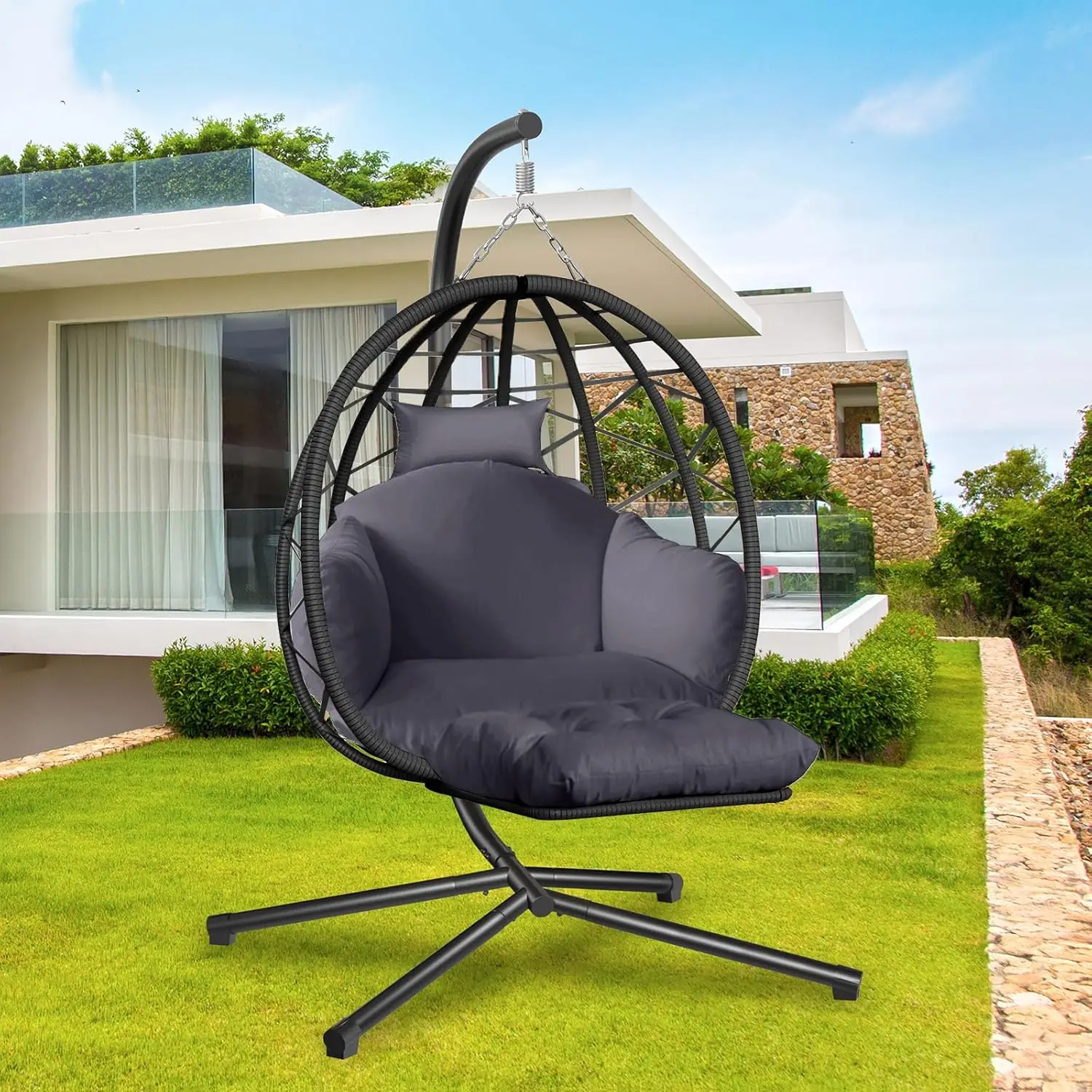 Hanging Egg Chair with Stand a - Kids Outdoor Hanging Chair recensione e prezzo