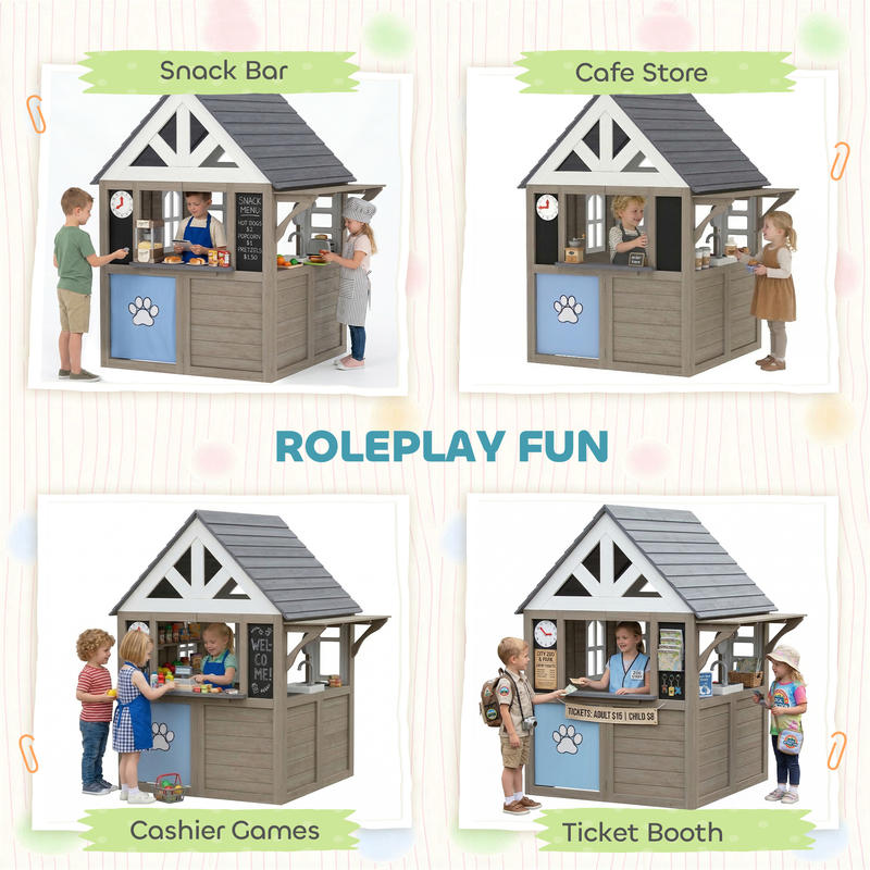 Qaba Outdoor Playhouse, Wooden - Qaba Kids Outdoor Playhouse recensione e prezzo