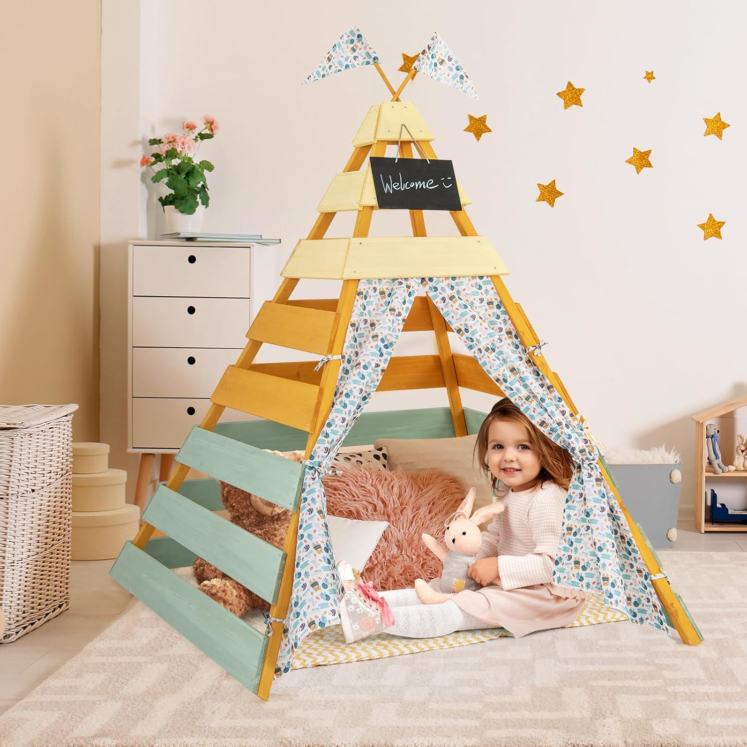 Teepee Tent for Kids, Large Ki - Kids Outdoor Chalkboard recensione e prezzo