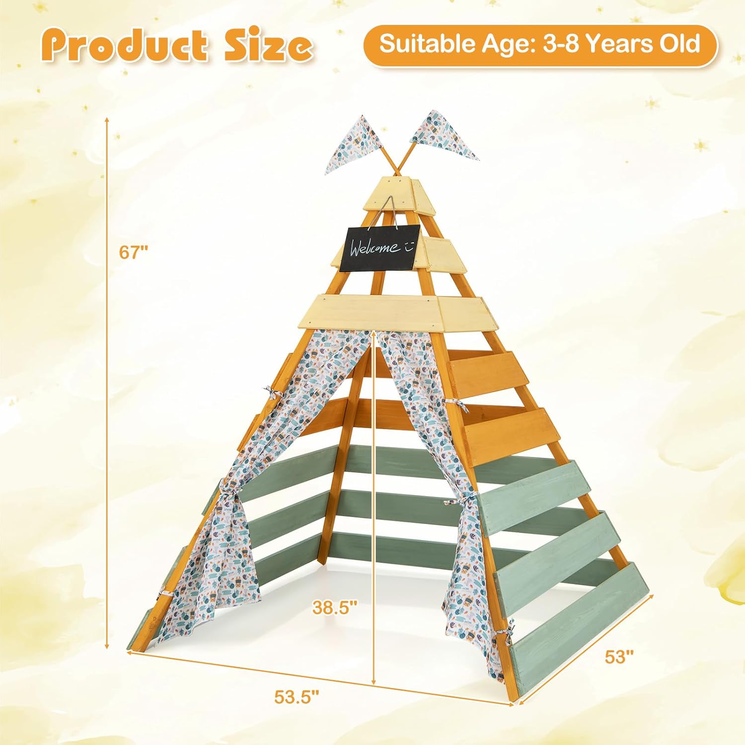 Teepee Tent for Kids, Large Ki - Kids Outdoor Chalkboard recensione e prezzo