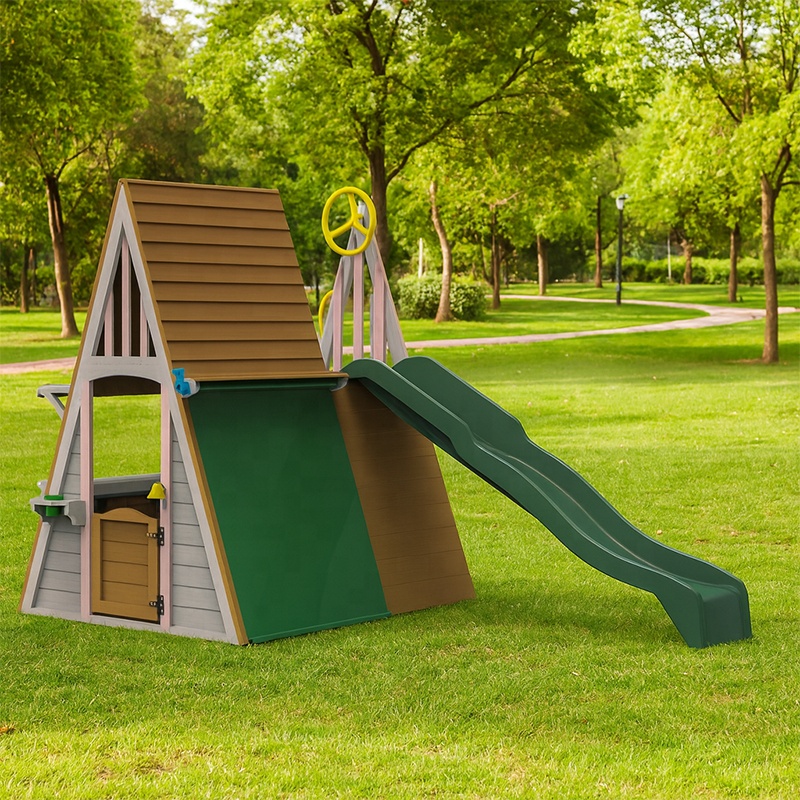 Kids Outdoor Playground Equipm - Kids Outdoor Wooden Playhouse recensione e prezzo