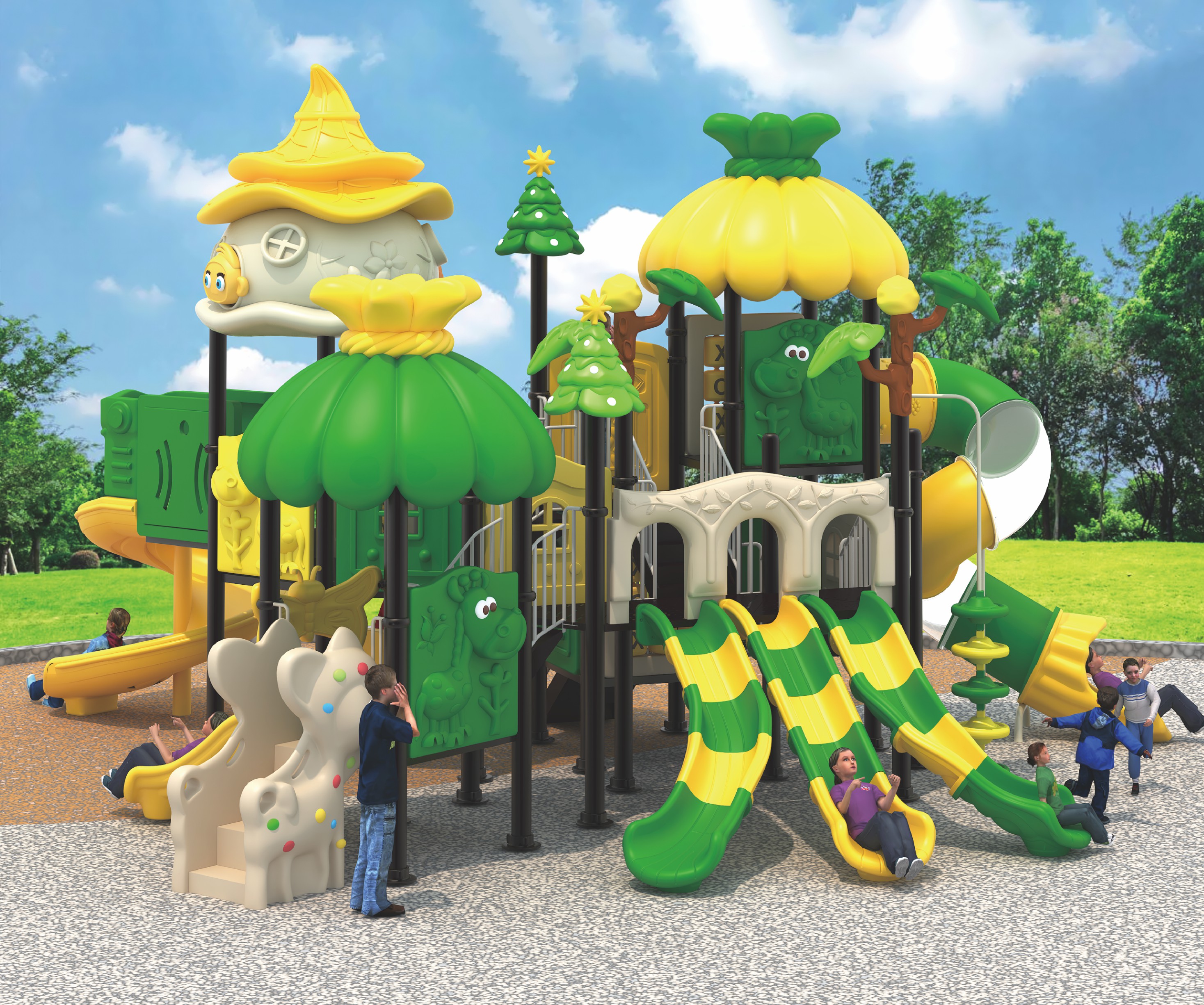 Forest Theme Garden Outdoor Pl - Kids Outdoor Jungle Gym With Slide recensione e prezzo
