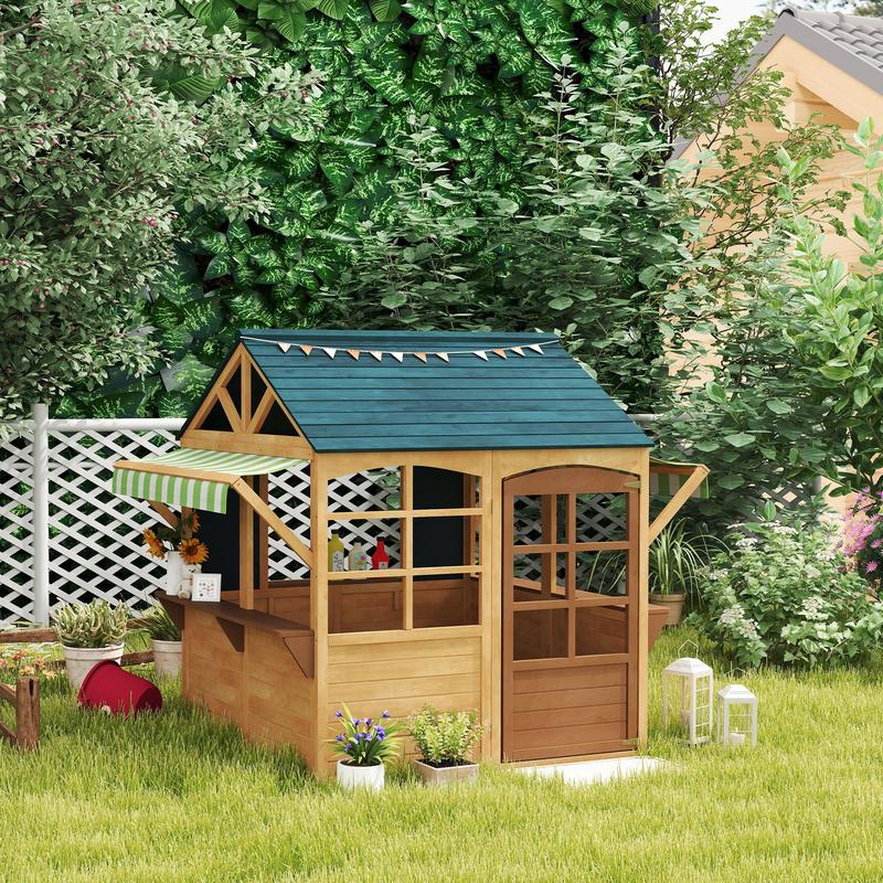 Qaba Wooden Outdoor Playhouse, - Qaba Kids Outdoor Playhouse recensione e prezzo