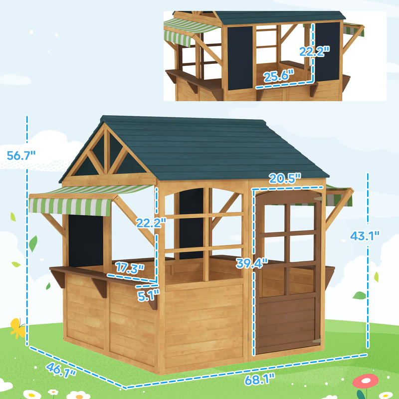 Qaba Wooden Outdoor Playhouse, - Qaba Kids Outdoor Playhouse recensione e prezzo