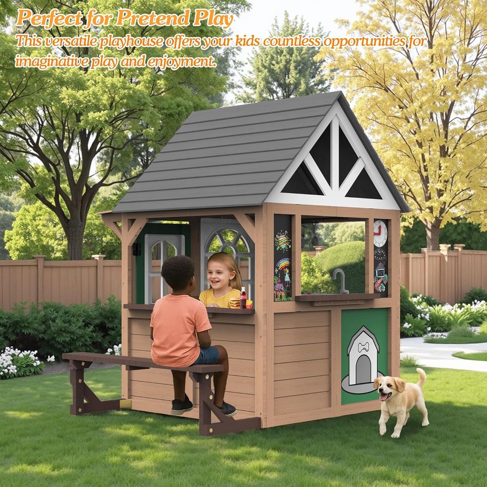 Seizeen Outdoor Play House or  - Kids Outdoor Wooden Playhouse recensione e prezzo