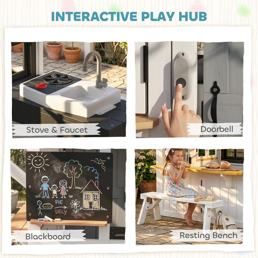 Qaba Outdoor Playhouse, Wooden - Qaba Kids Outdoor Playhouse recensione e prezzo