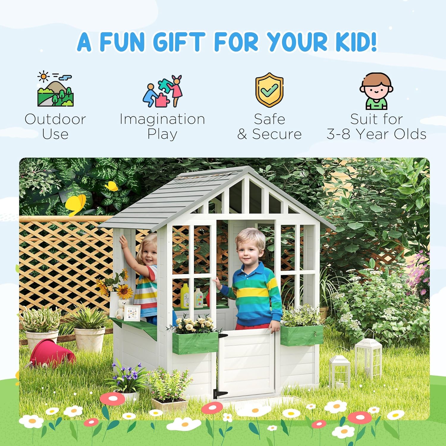 Wooden Outdoor Kids Playhouse  - Kids Outdoor Wooden Playhouse recensione e prezzo
