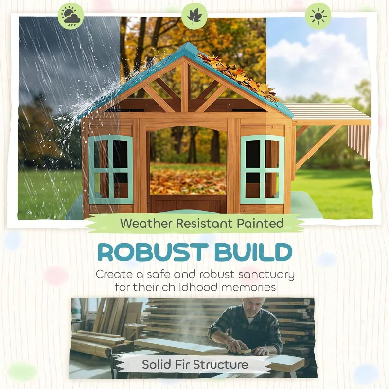 Qaba Outdoor Playhouse, Wood K - Qaba Kids Outdoor Playhouse recensione e prezzo